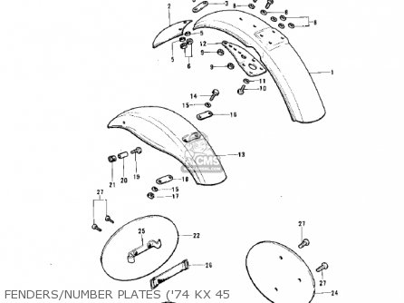 FENDERS/NUMBER PLATES ('74 KX 45 - KX450 1974