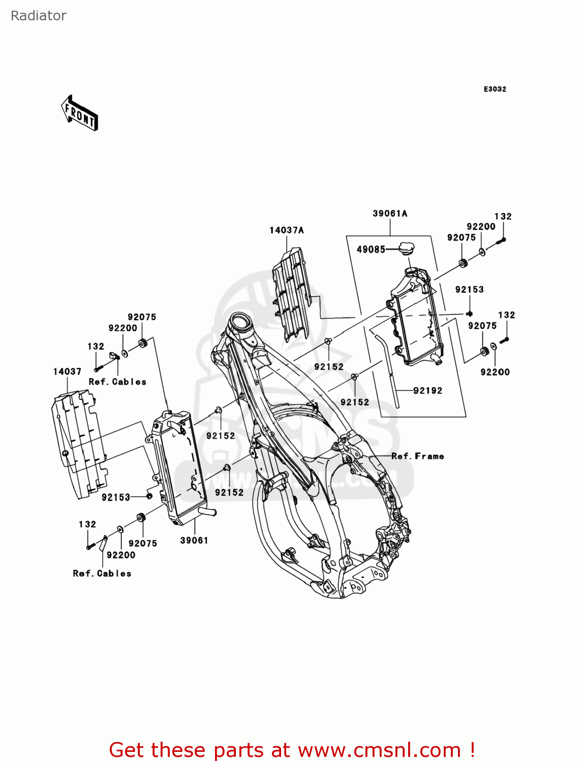 Kawasaki KX450D8F KX450F 2008 USA Radiator buy original Radiator