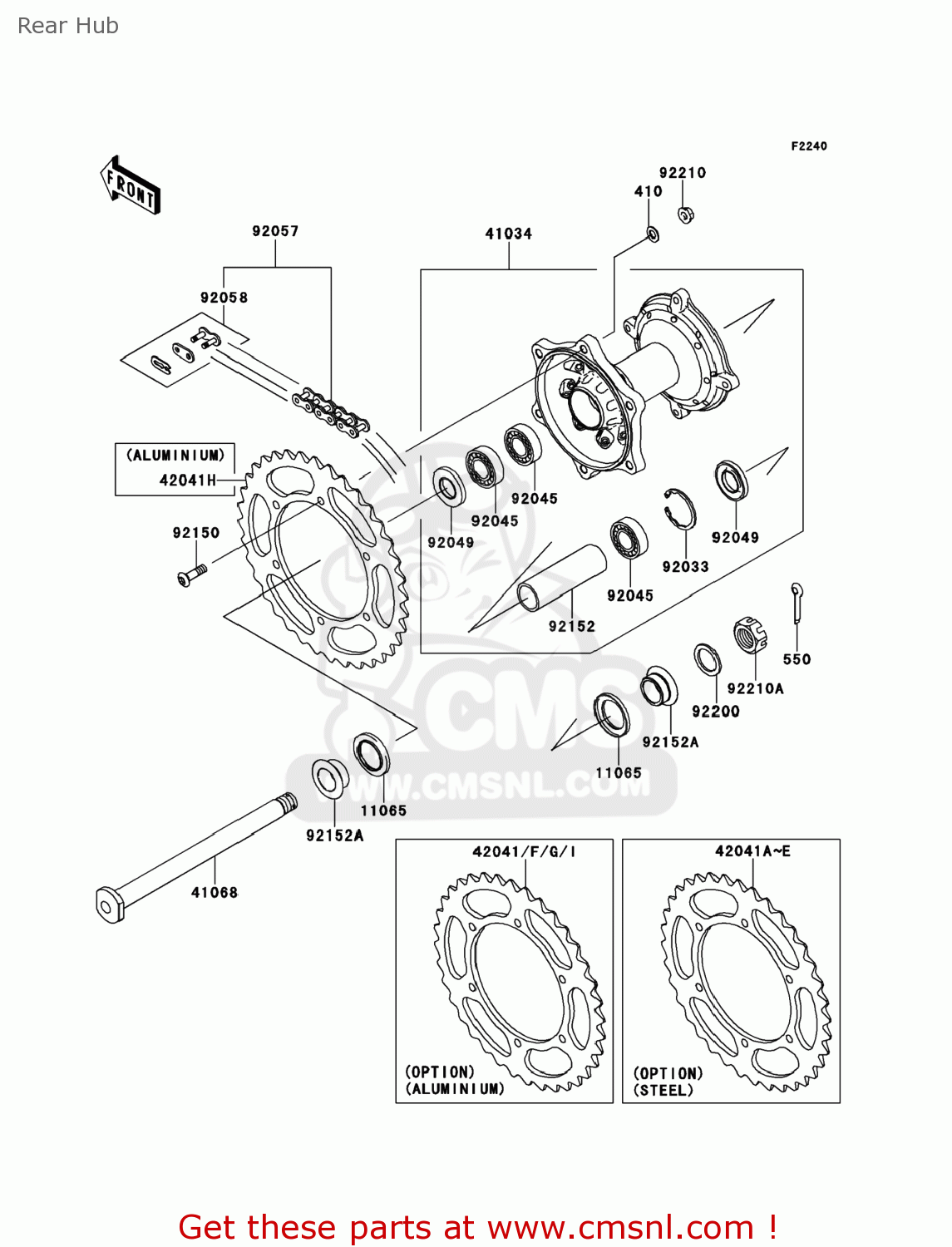 Kawasaki KX450-FDF KX450F 2013 USA Rear Hub - buy original Rear Hub ...