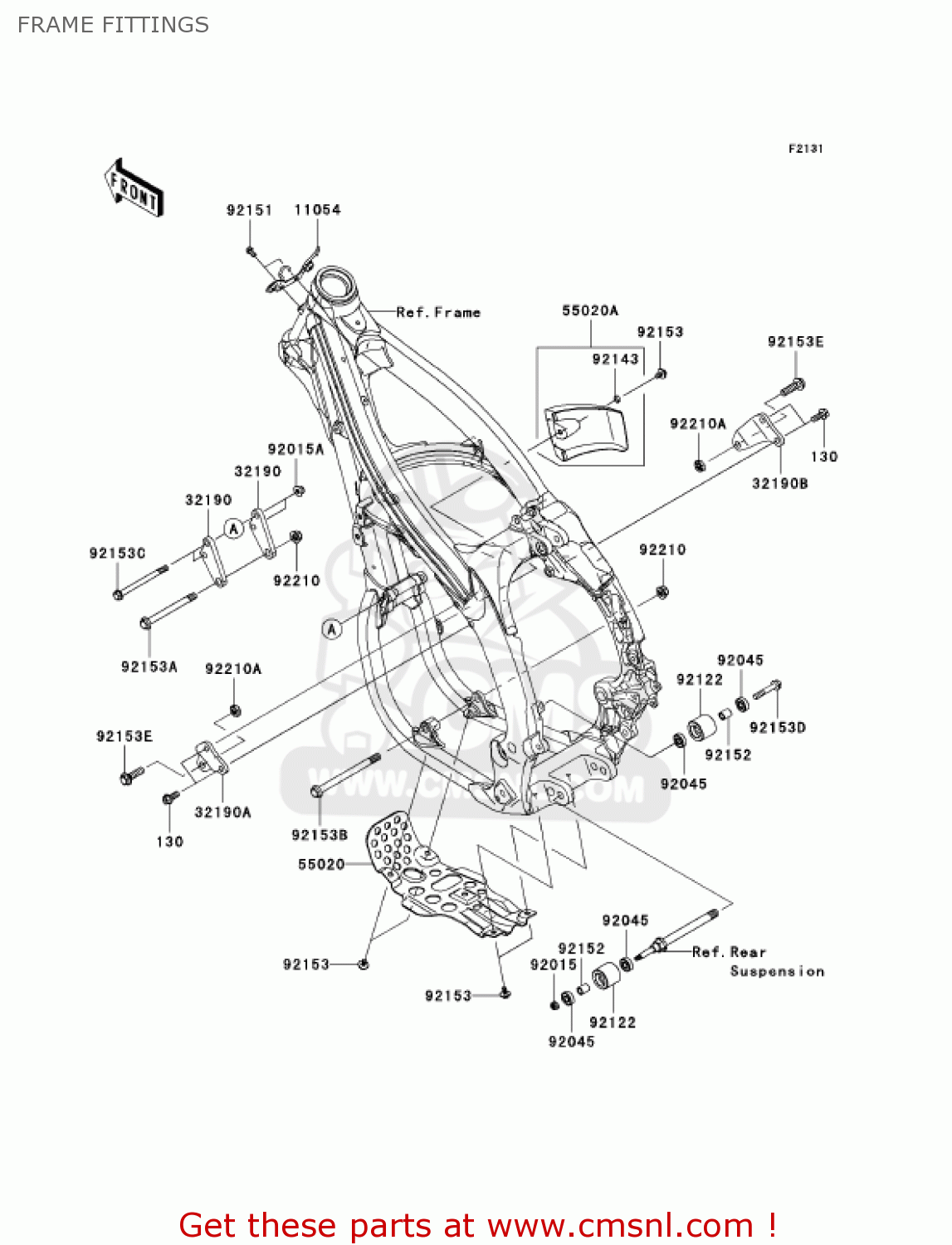 FRAME FITTINGS KX450D6F KX450F 2006 USA CANADA