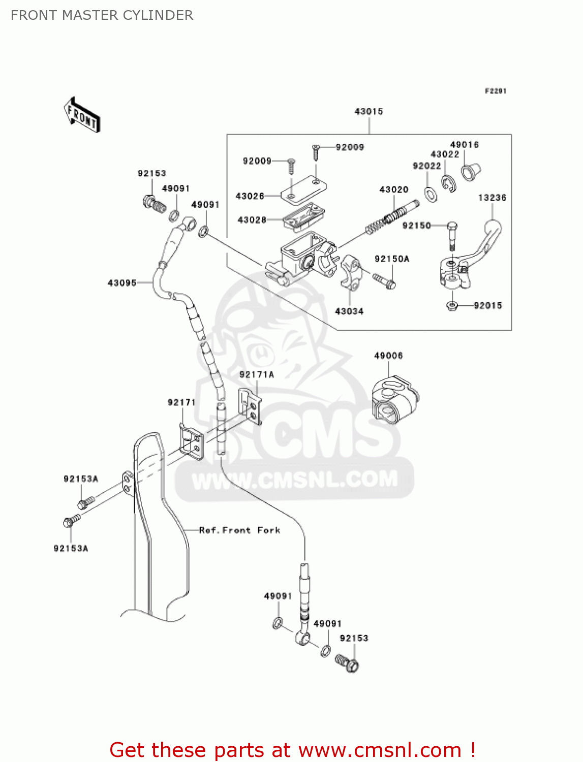 FRONT MASTER CYLINDER KX450D6F KX450F 2006 USA CANADA