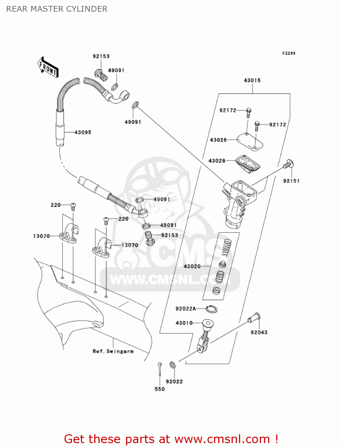 REAR MASTER CYLINDER KX450D6F KX450F 2006 USA CANADA