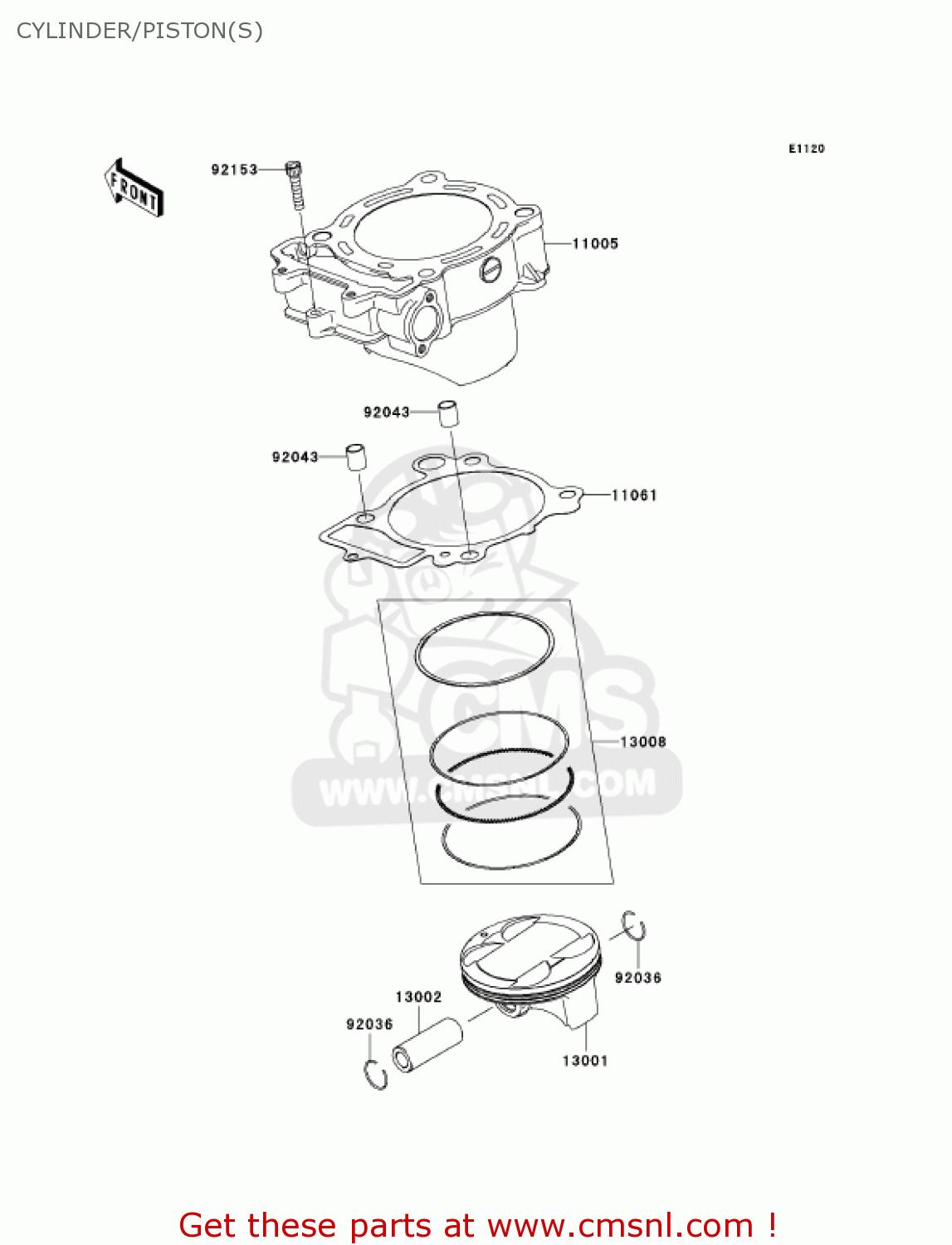 CYLINDER/PISTON(S) KX450D6F KX450F 2006 USA CANADA