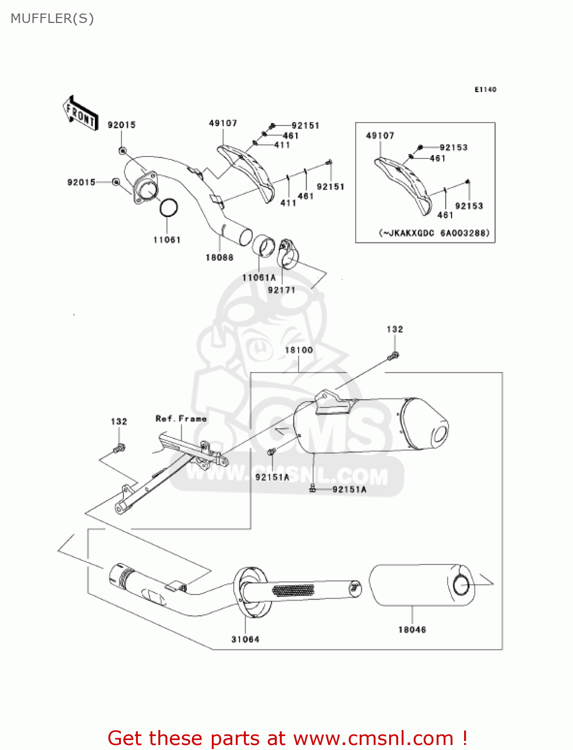 MUFFLER(S) KX450D6F KX450F 2006 USA CANADA