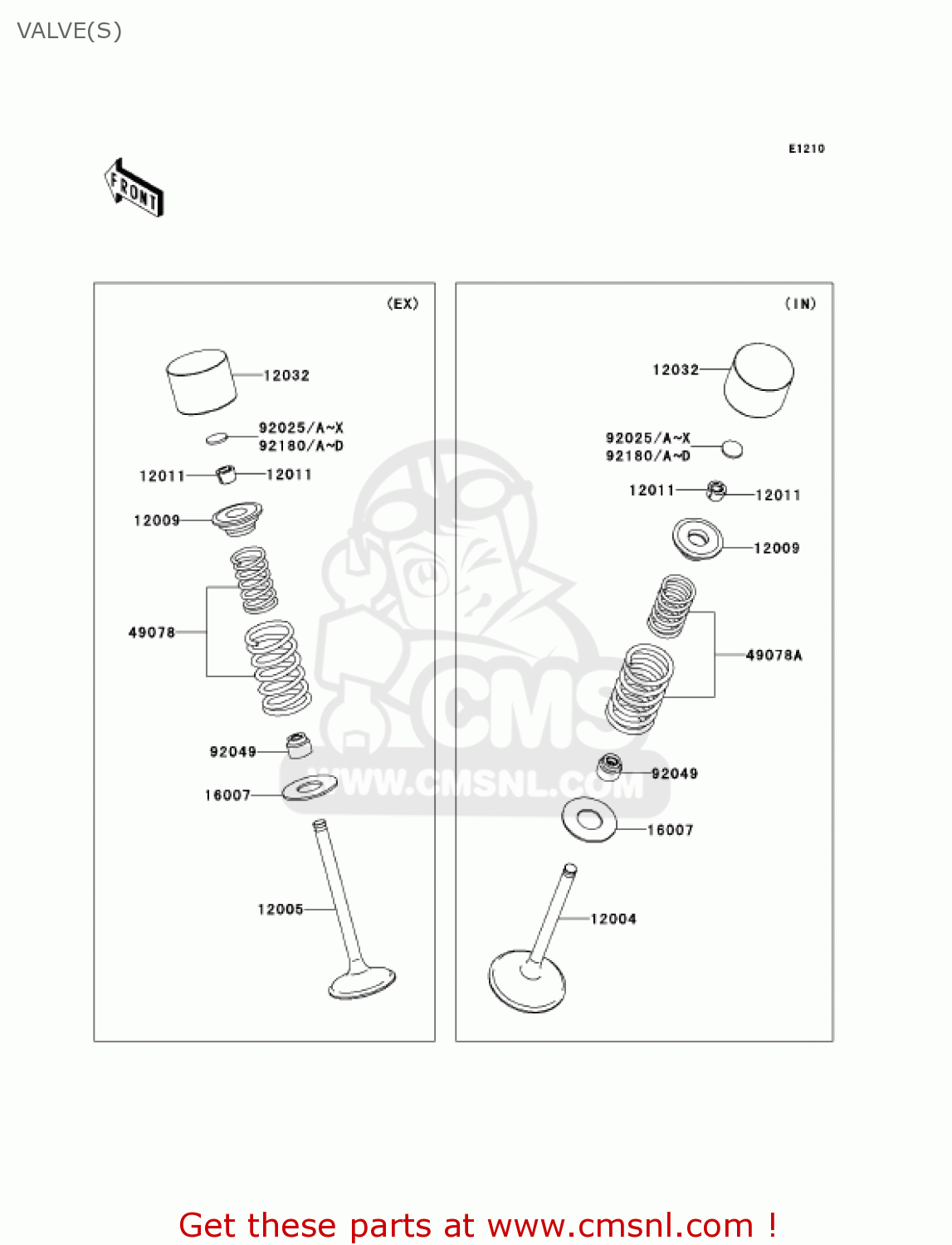 VALVE(S) KX450D6F KX450F 2006 USA CANADA