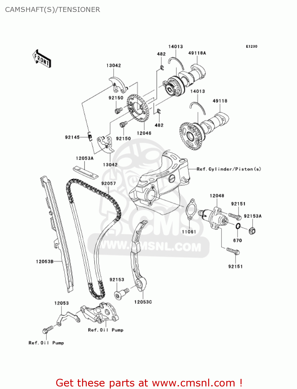 CAMSHAFT(S)/TENSIONER KX450D6F KX450F 2006 USA CANADA