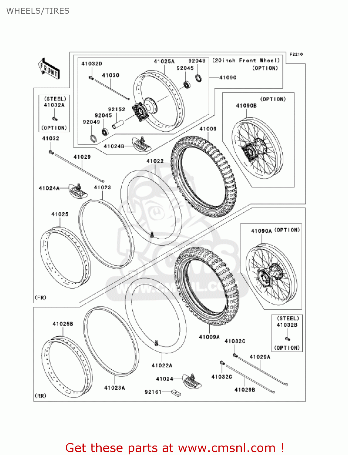 WHEELS/TIRES KX450D7F KX450F 2007 USA CANADA