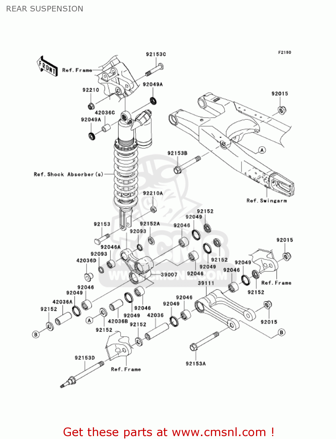 REAR SUSPENSION KX450D7F KX450F 2007 USA CANADA