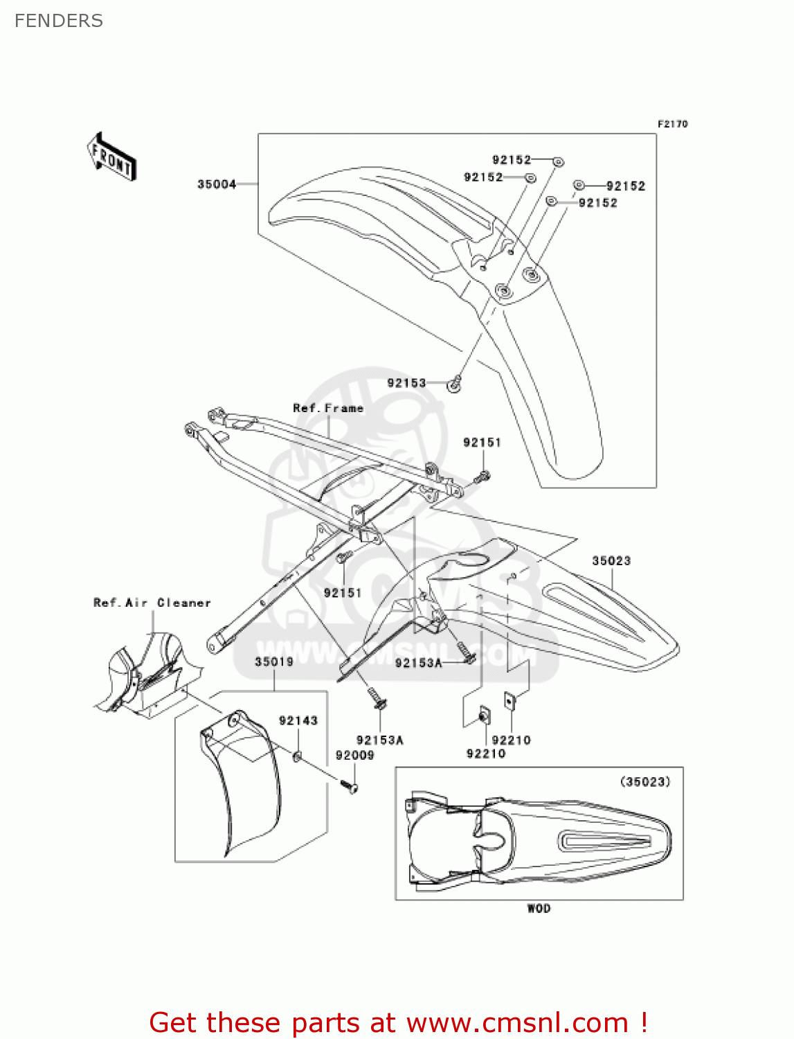 FENDERS KX450D7F KX450F 2007 USA CANADA