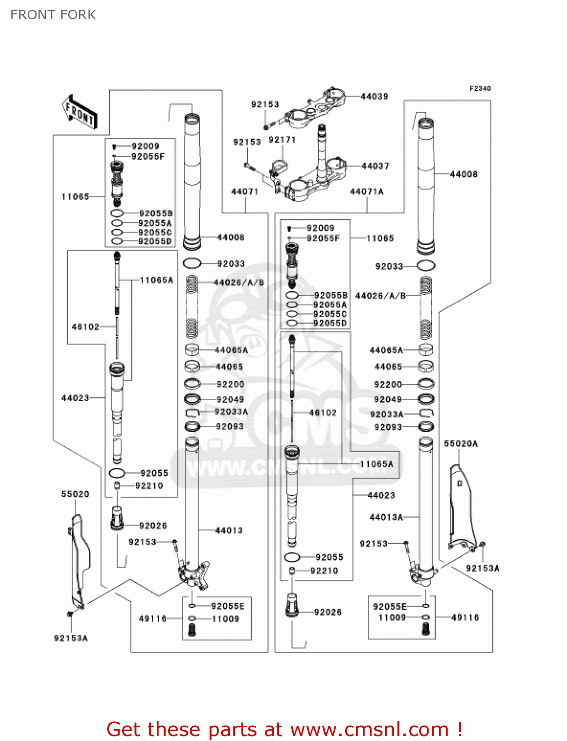 FRONT FORK KX450D7F KX450F 2007 USA CANADA