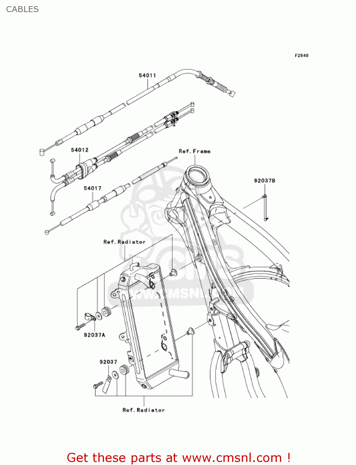 CABLES KX450D7F KX450F 2007 USA CANADA