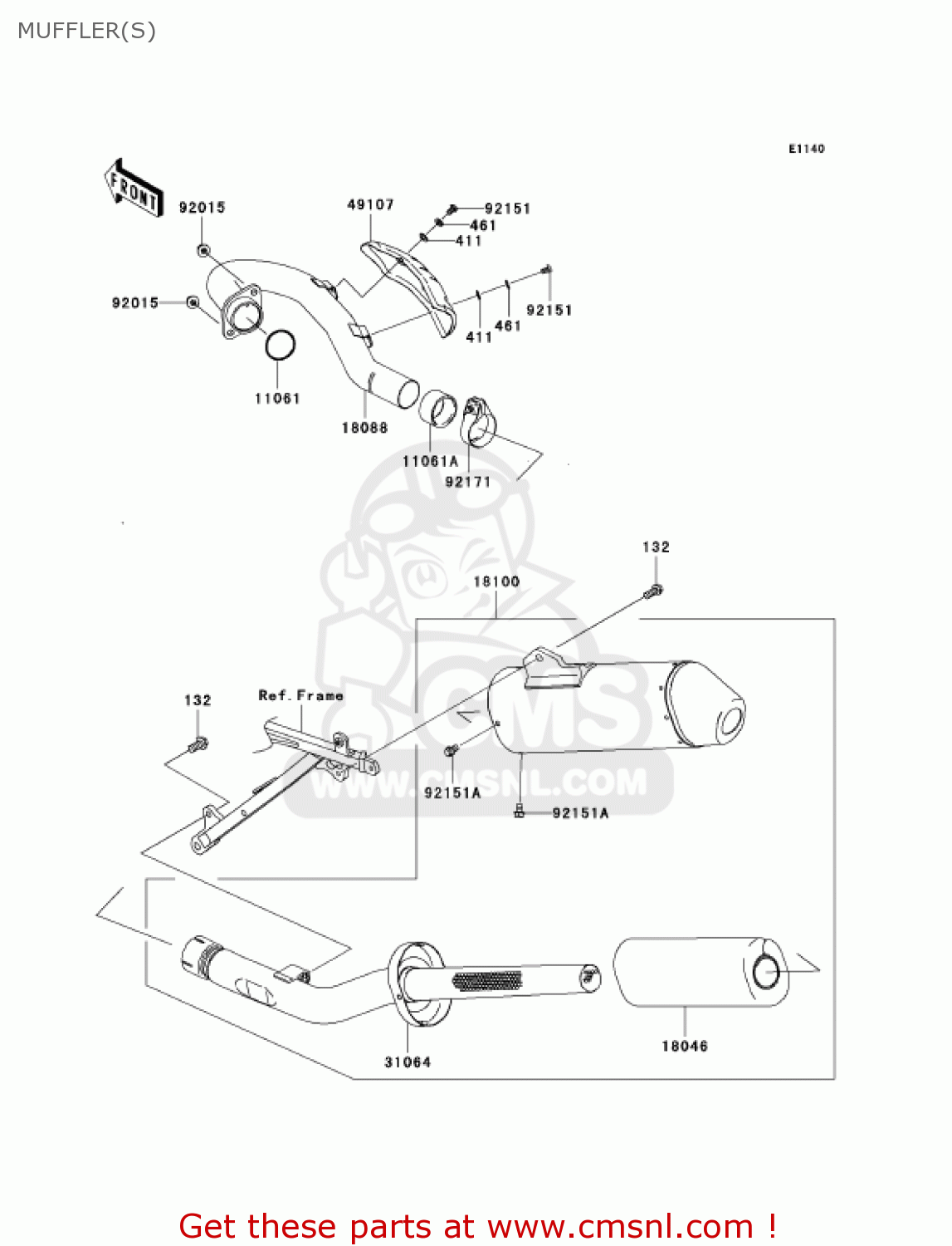 MUFFLER(S) KX450D7F KX450F 2007 USA CANADA