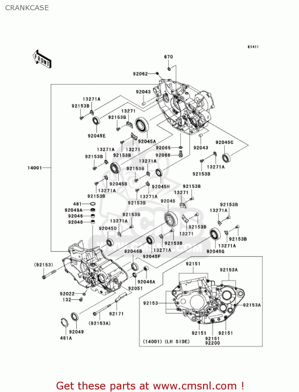 CRANKCASE KX450D7F KX450F 2007 USA CANADA