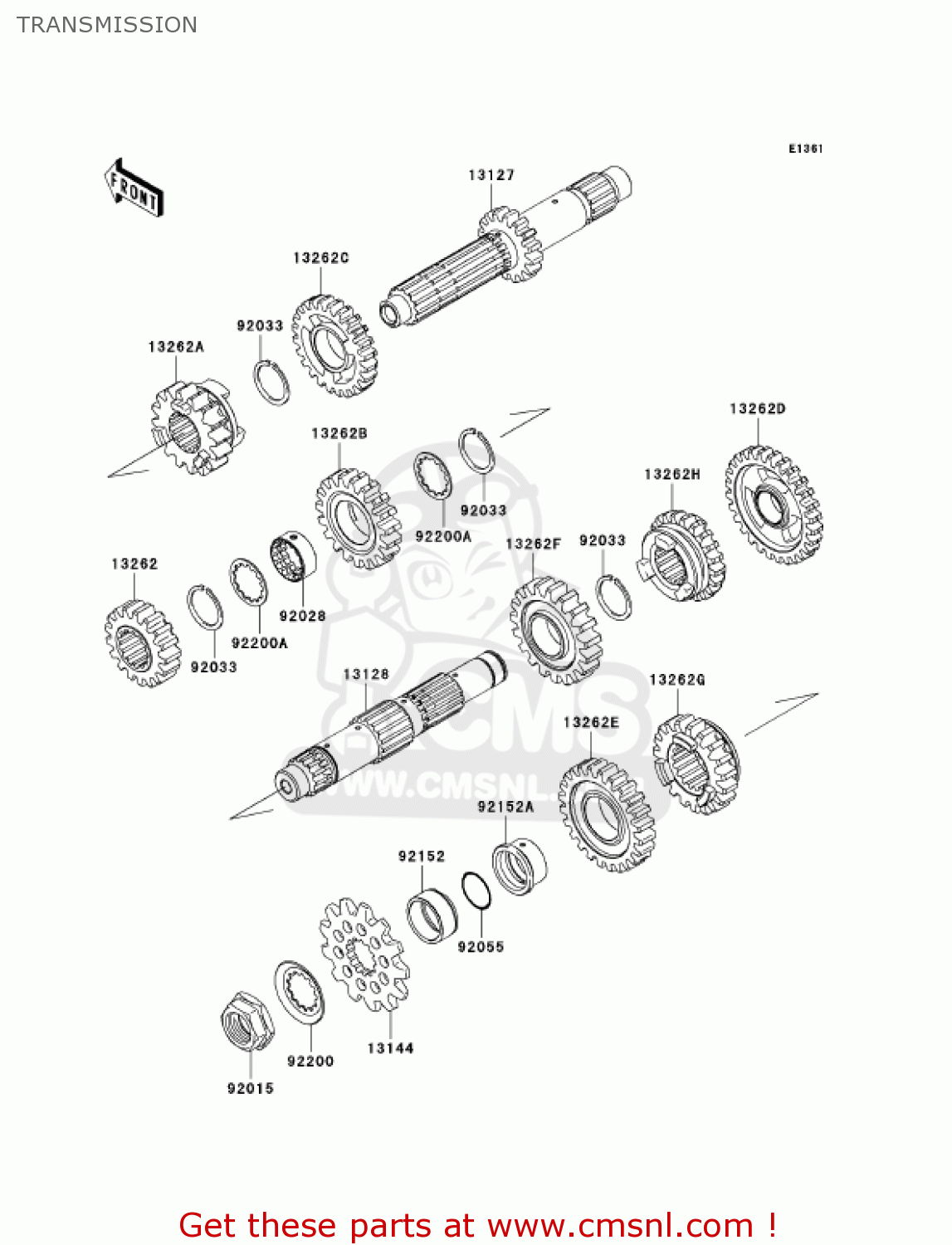 TRANSMISSION KX450D7F KX450F 2007 USA CANADA