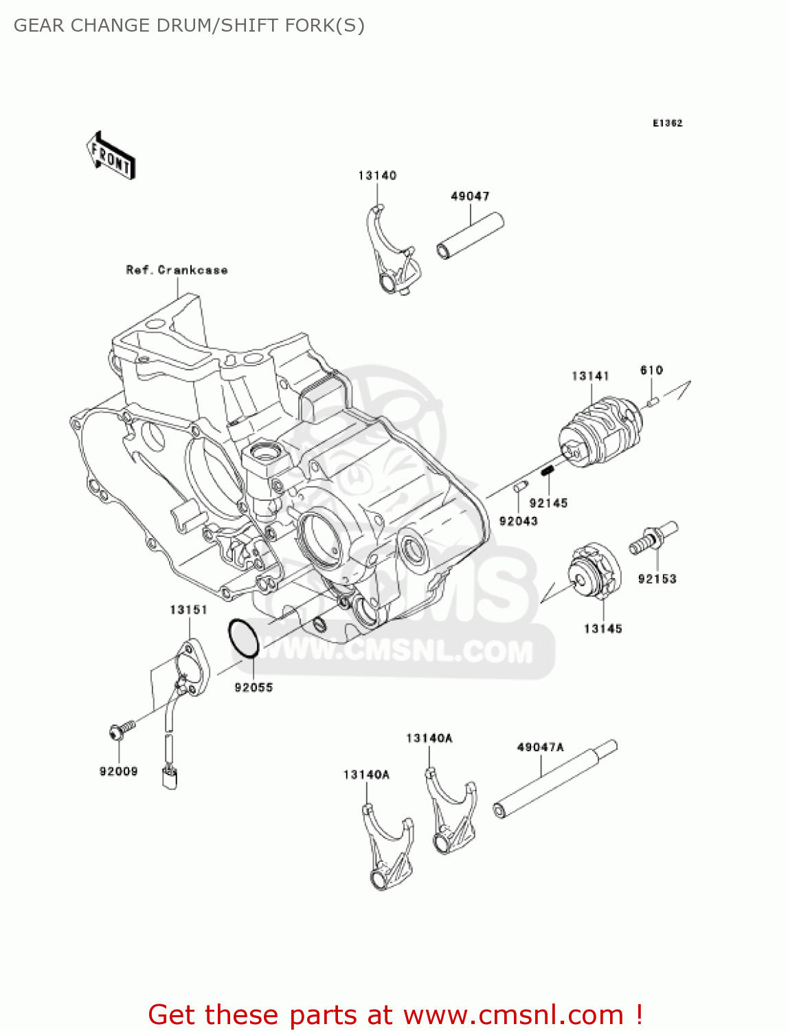 GEAR CHANGE DRUM/SHIFT FORK(S) KX450D7F KX450F 2007 USA CANADA
