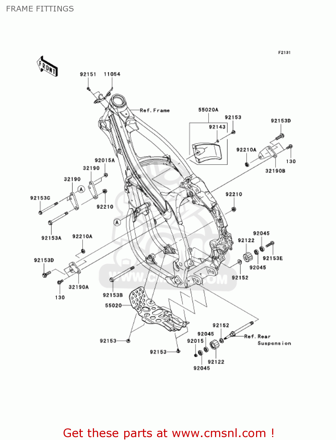 FRAME FITTINGS KX450D7F KX450F 2007 USA CANADA