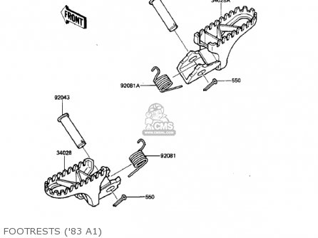 Kawasaki KX500-A1 KX500 1983 USA CANADA parts lists and schematics