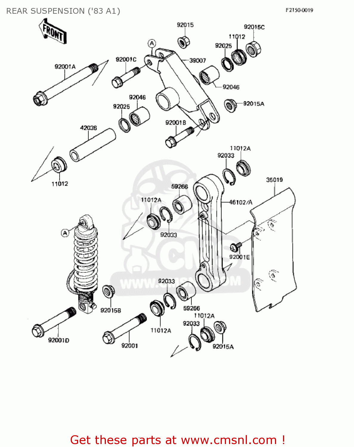 Kawasaki KX500-A1 KX500 1983 USA CANADA REAR SUSPENSION ('83 A1) - buy ...