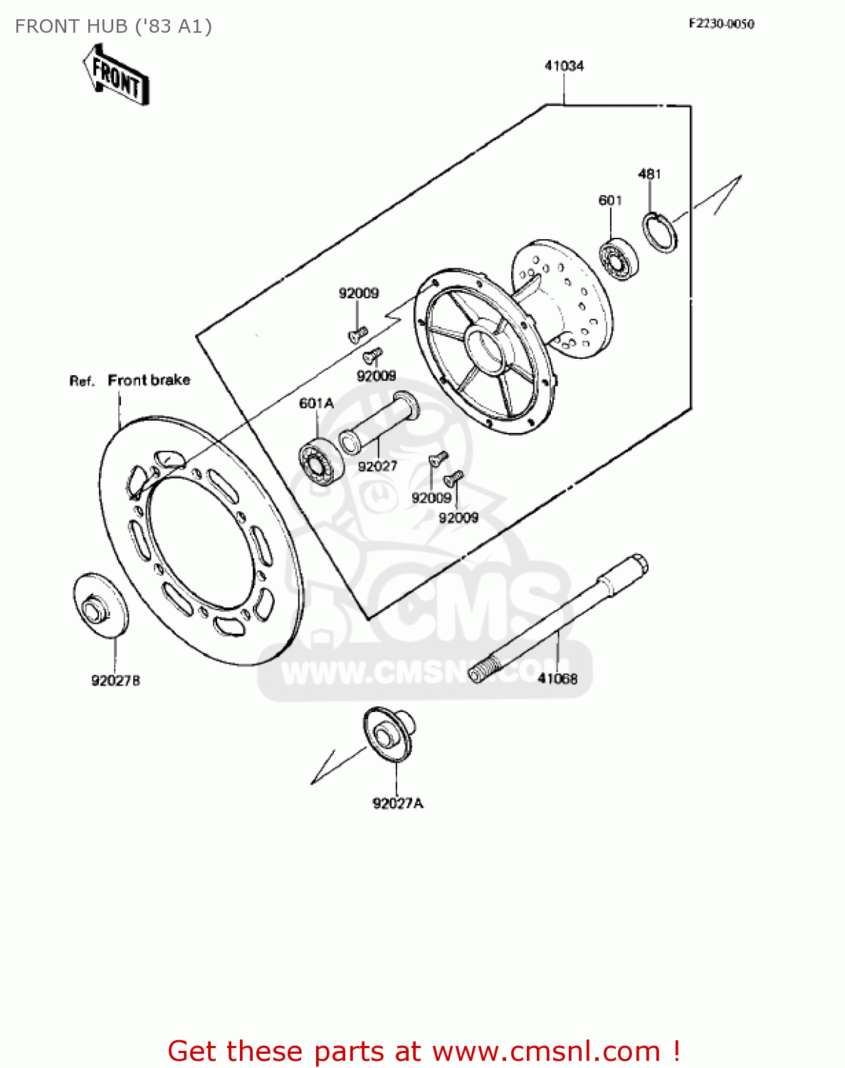 FRONT HUB ('83 A1) KX500-A1 KX500 1983 USA CANADA