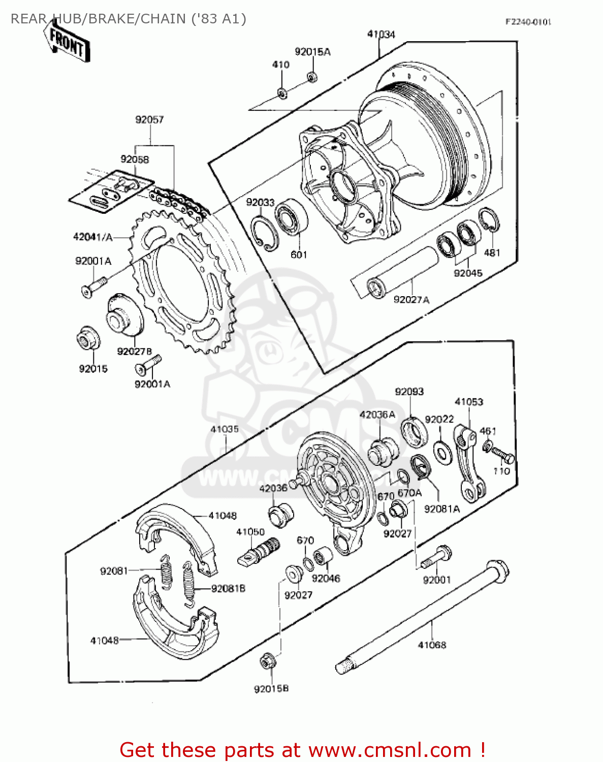 REAR HUB/BRAKE/CHAIN ('83 A1) KX500-A1 KX500 1983 USA CANADA