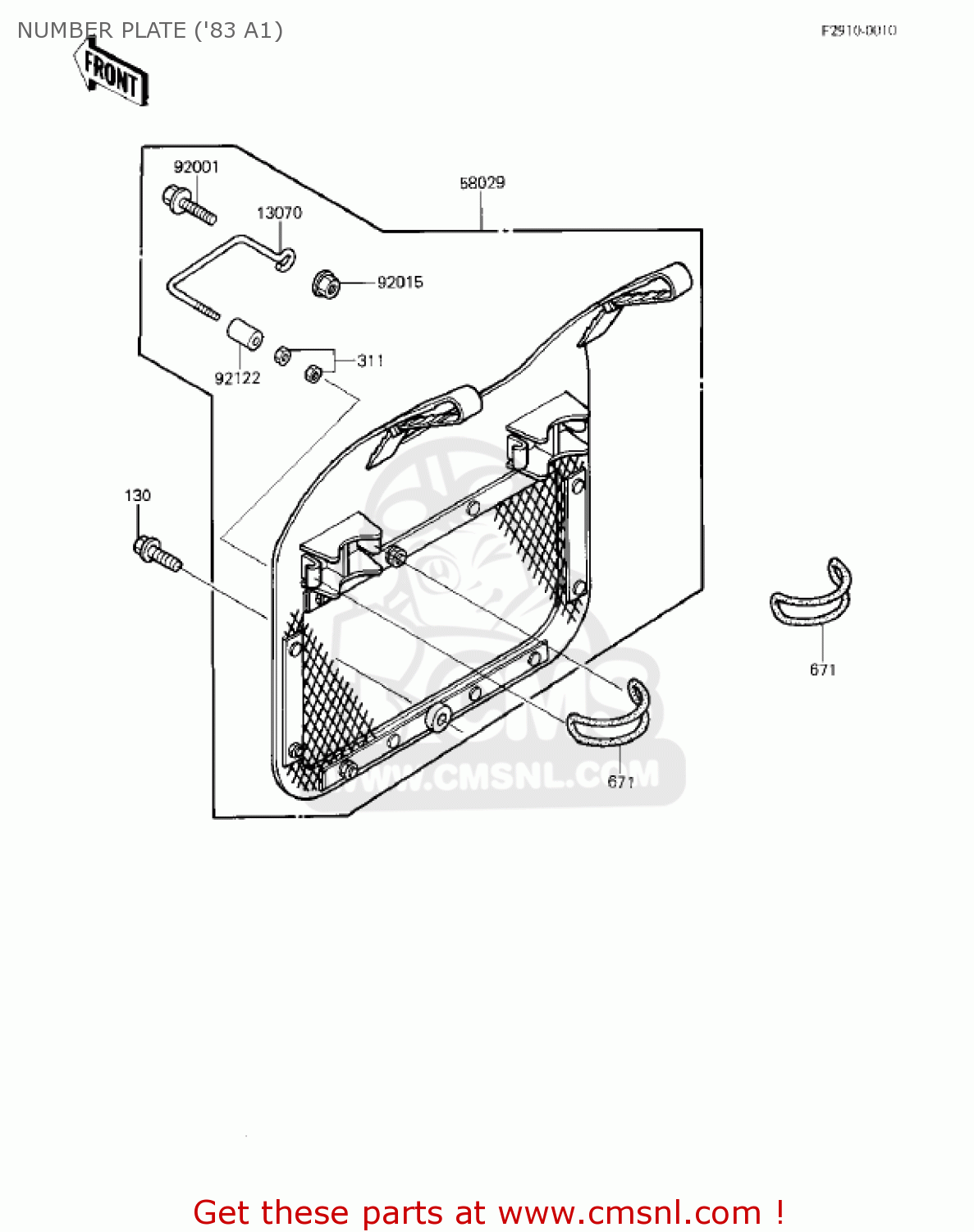 NUMBER PLATE ('83 A1) KX500-A1 KX500 1983 USA CANADA
