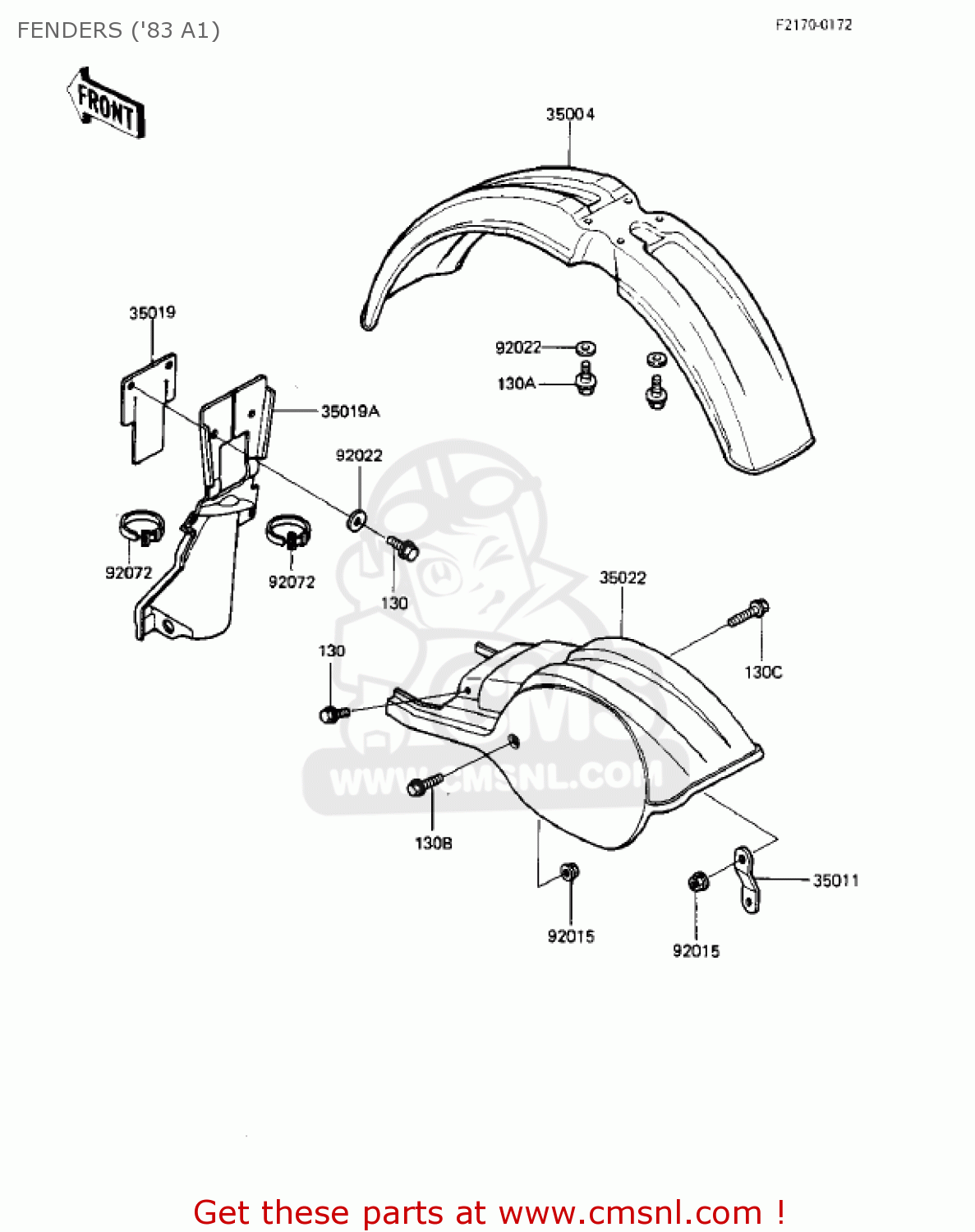 FENDERS ('83 A1) KX500-A1 KX500 1983 USA CANADA