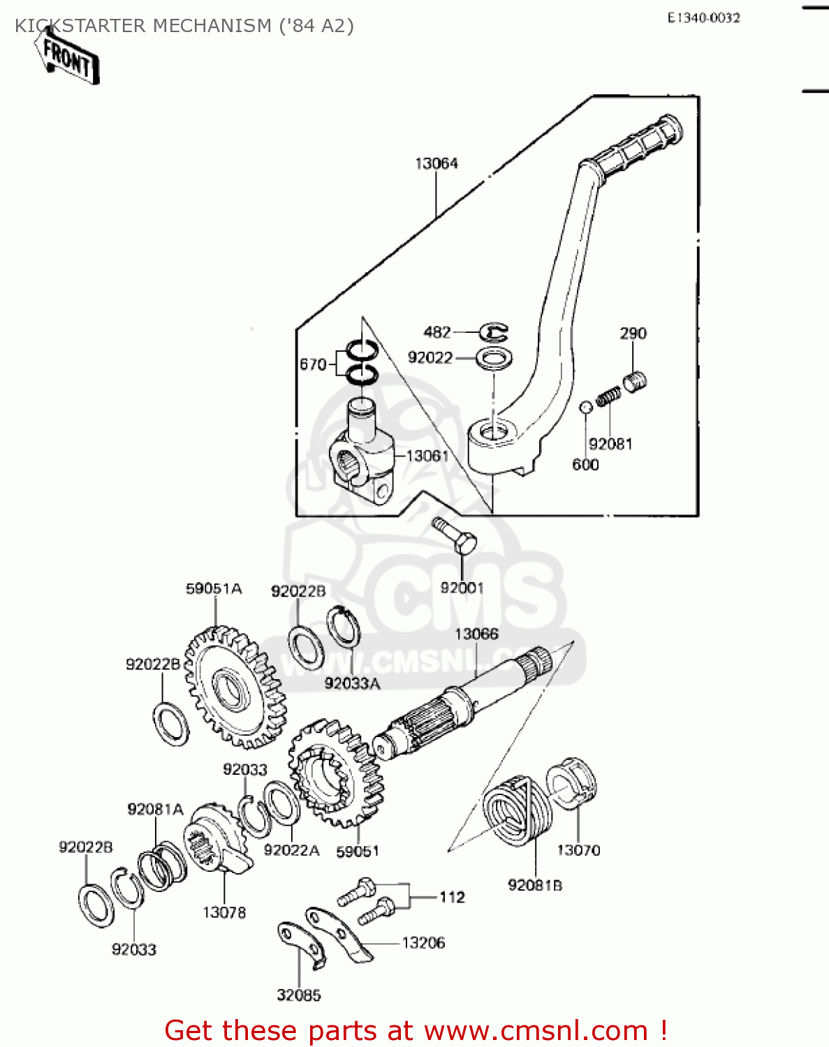 KICKSTARTER MECHANISM ('84 A2) KX500-A1 KX500 1983 USA CANADA