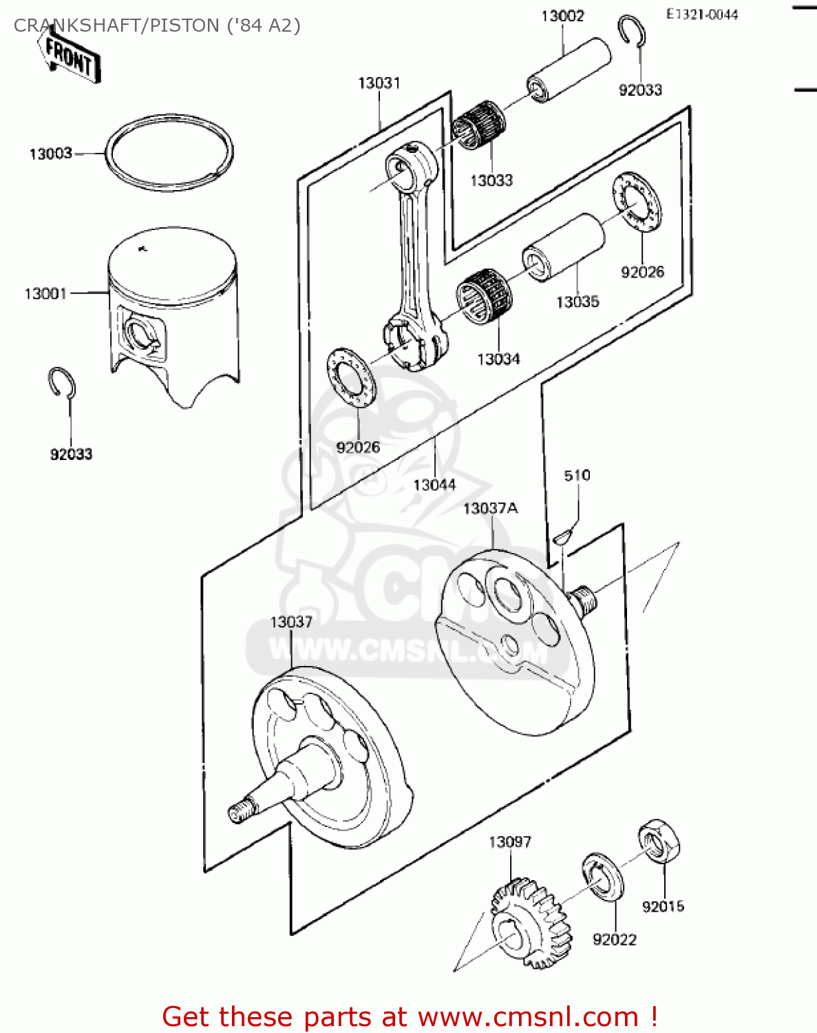 CRANKSHAFT/PISTON ('84 A2) KX500-A1 KX500 1983 USA CANADA