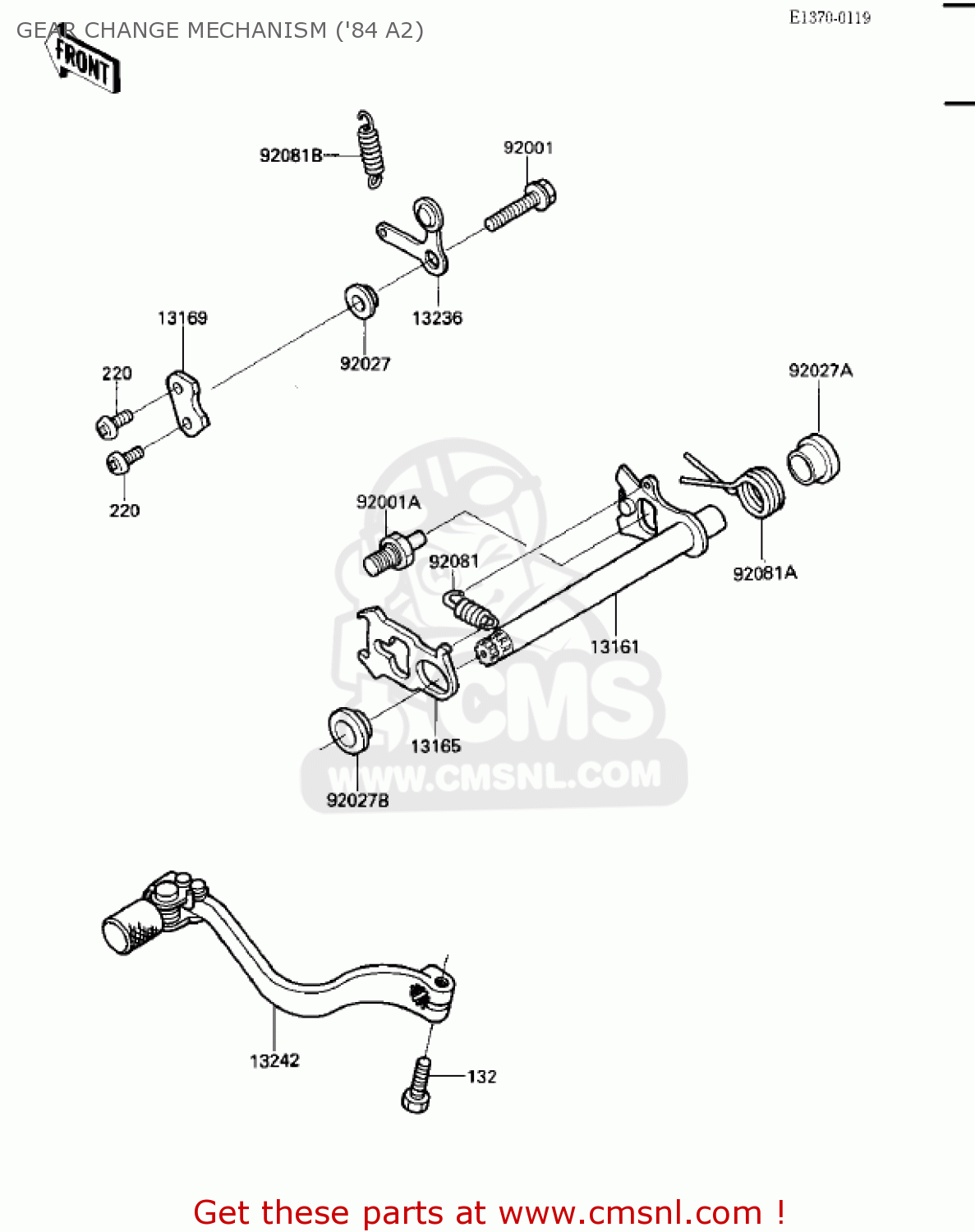 GEAR CHANGE MECHANISM ('84 A2) KX500-A1 KX500 1983 USA CANADA