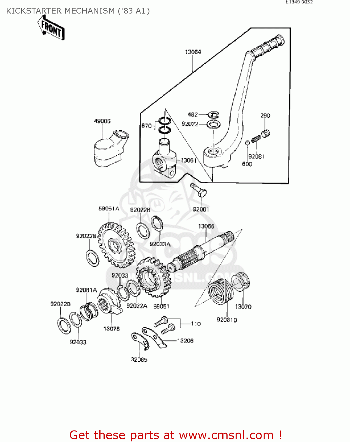 KICKSTARTER MECHANISM ('83 A1) KX500-A1 KX500 1983 USA CANADA
