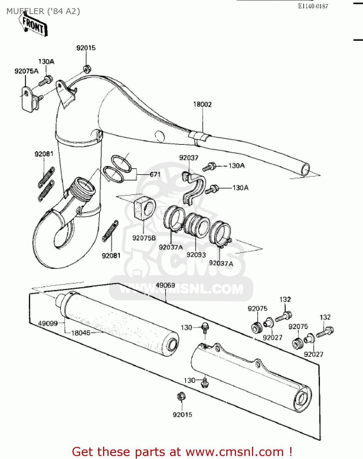 MUFFLER ('84 A2) KX500-A1 KX500 1983 USA CANADA