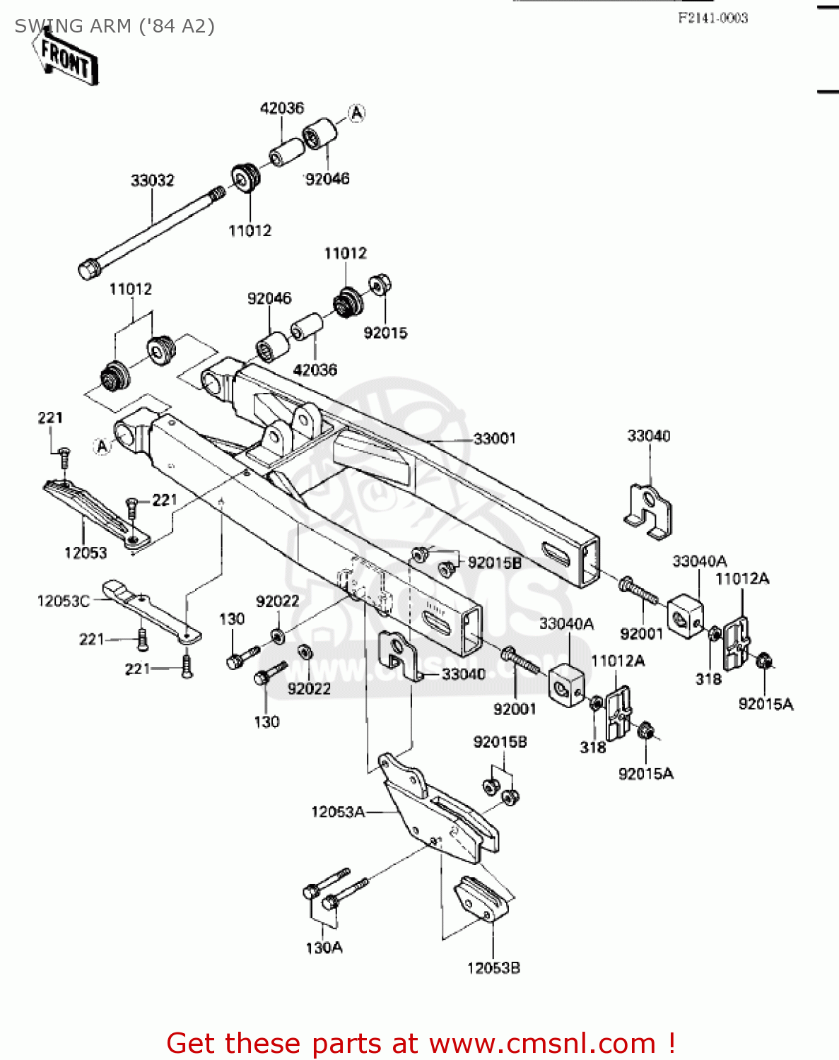 SWING ARM ('84 A2) KX500-A1 KX500 1983 USA CANADA