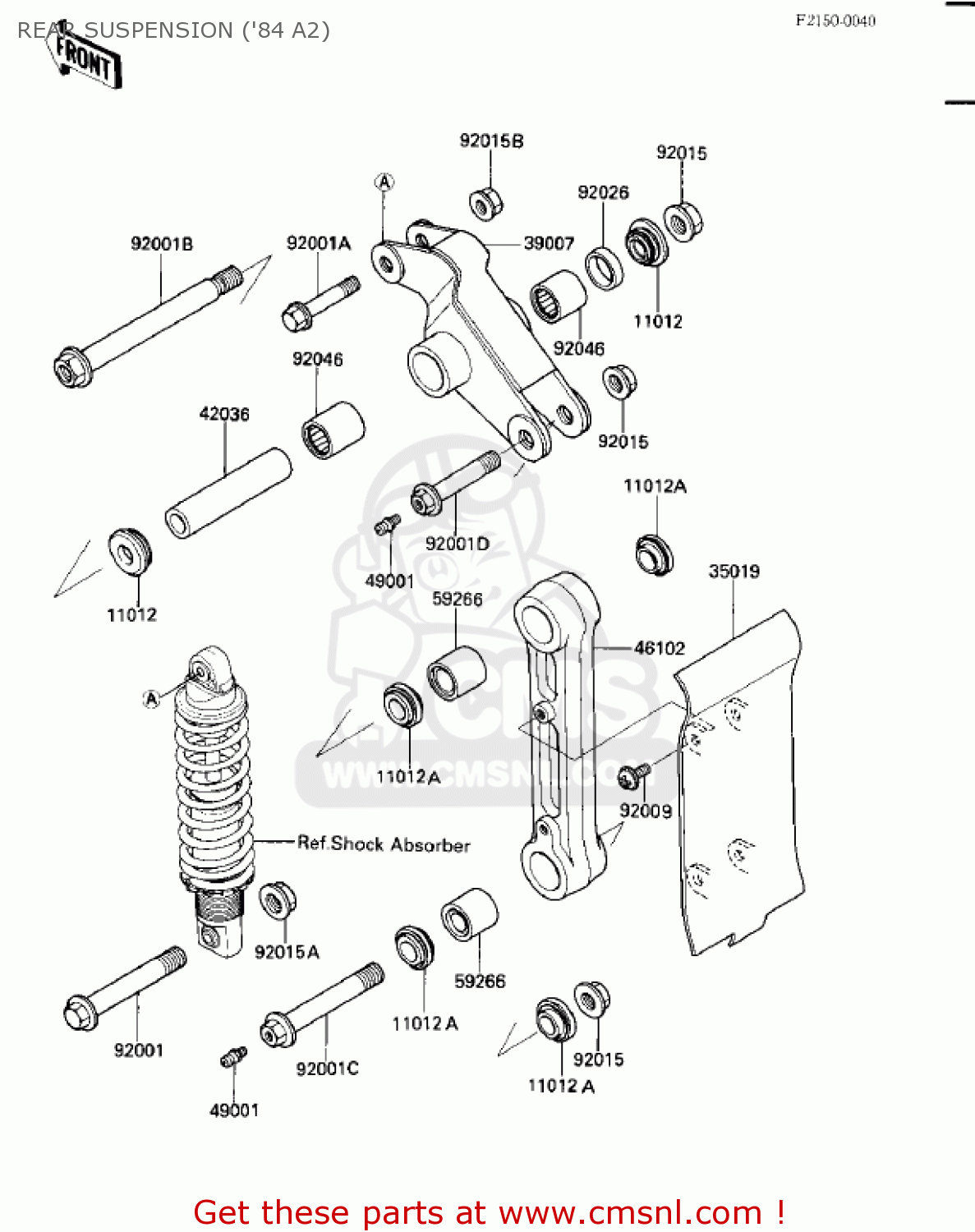 REAR SUSPENSION ('84 A2) KX500-A1 KX500 1983 USA CANADA