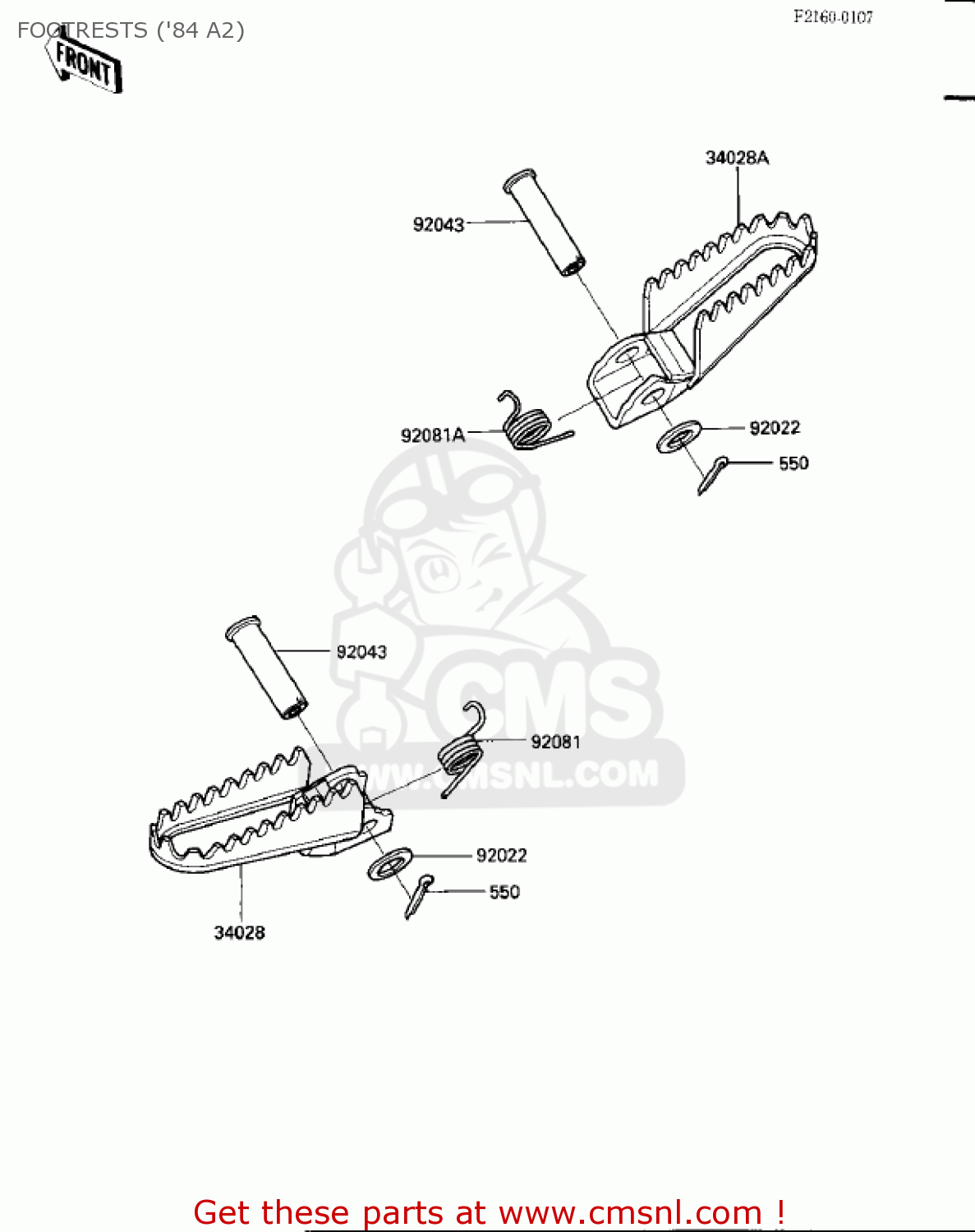 FOOTRESTS ('84 A2) KX500-A1 KX500 1983 USA CANADA