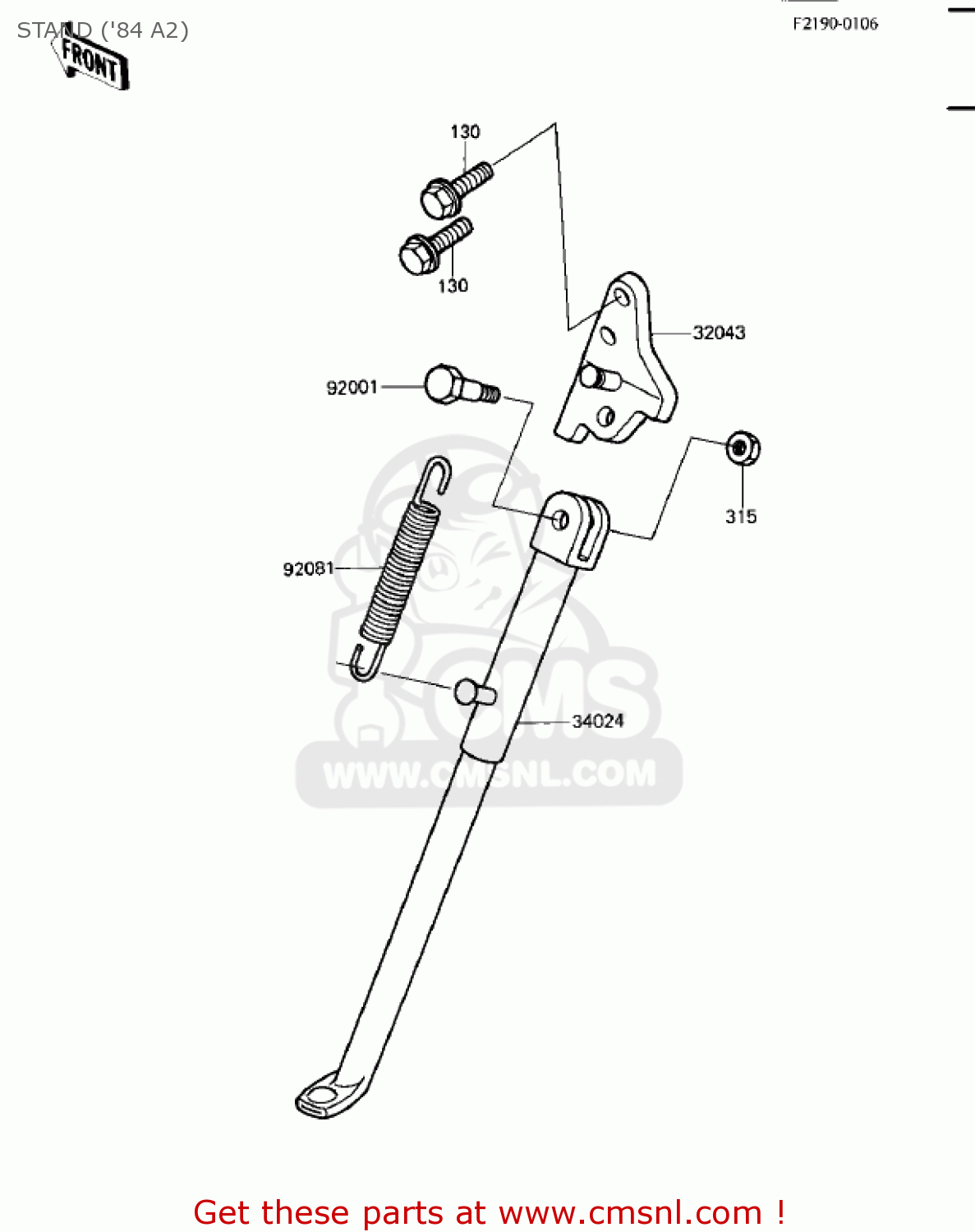 STAND ('84 A2) KX500-A1 KX500 1983 USA CANADA