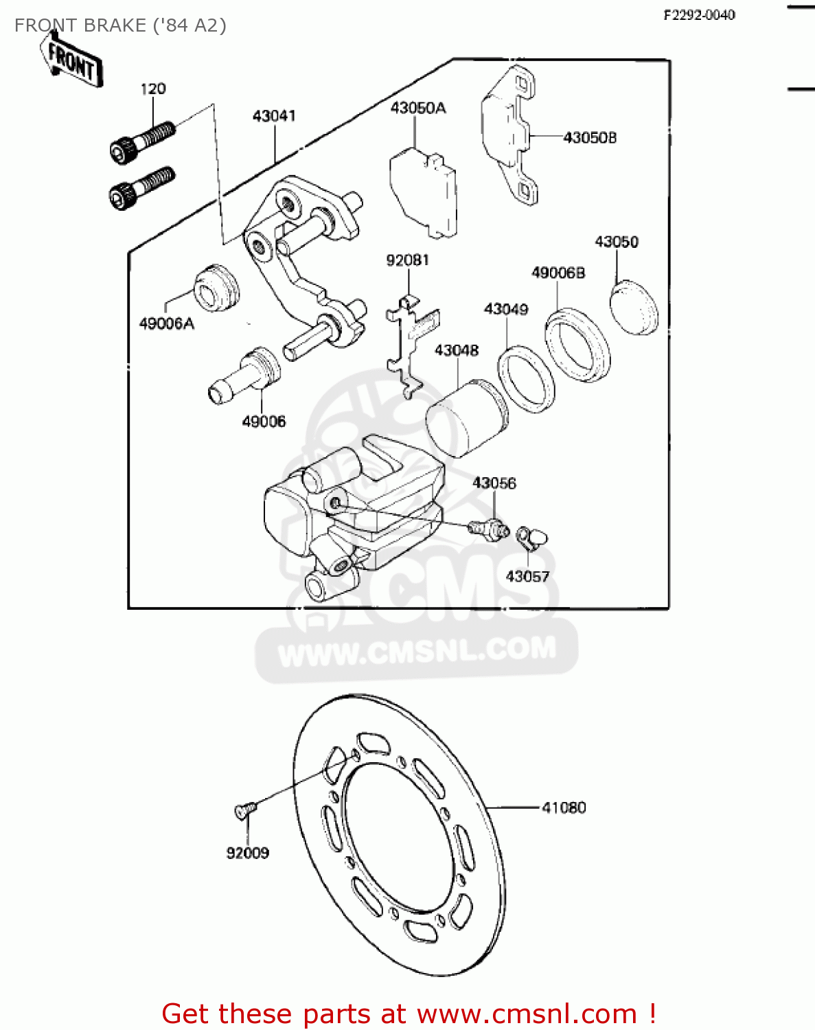 FRONT BRAKE ('84 A2) KX500-A1 KX500 1983 USA CANADA