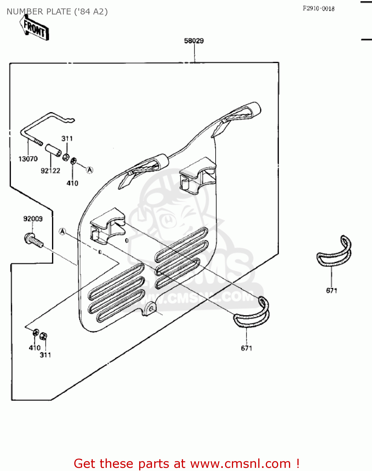 NUMBER PLATE ('84 A2) KX500-A1 KX500 1983 USA CANADA