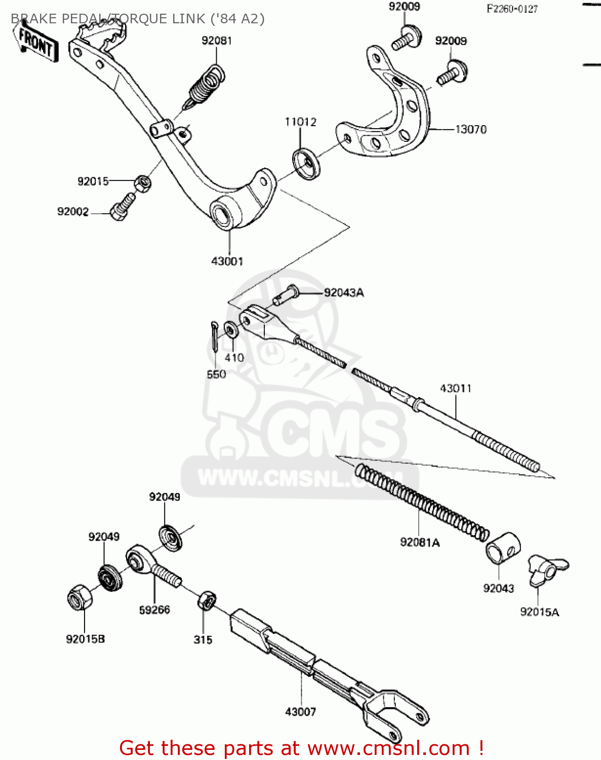 BRAKE PEDAL/TORQUE LINK ('84 A2) KX500-A1 KX500 1983 USA CANADA