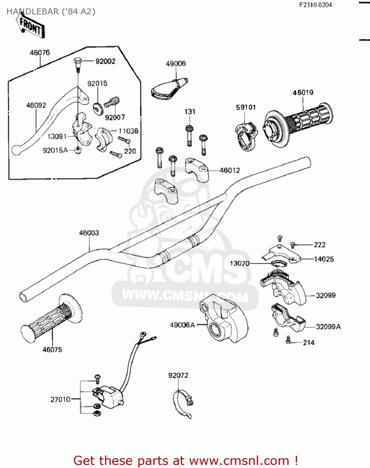 HANDLEBAR ('84 A2) KX500-A1 KX500 1983 USA CANADA