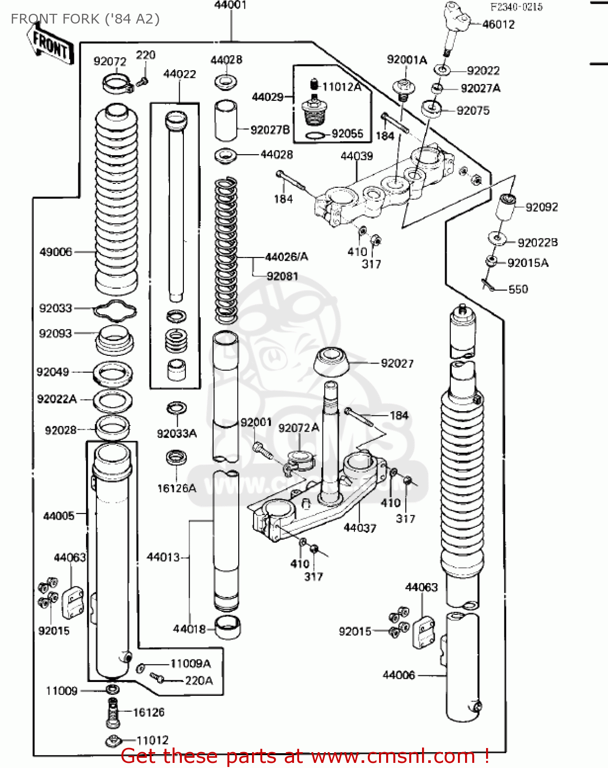 FRONT FORK ('84 A2) KX500-A1 KX500 1983 USA CANADA