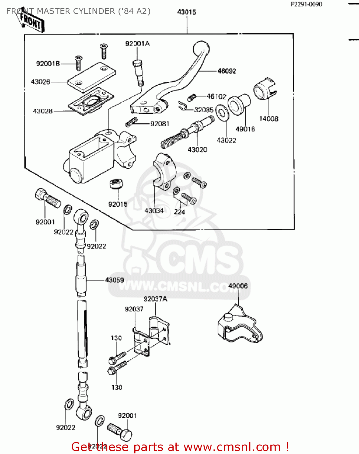 FRONT MASTER CYLINDER ('84 A2) KX500-A1 KX500 1983 USA CANADA