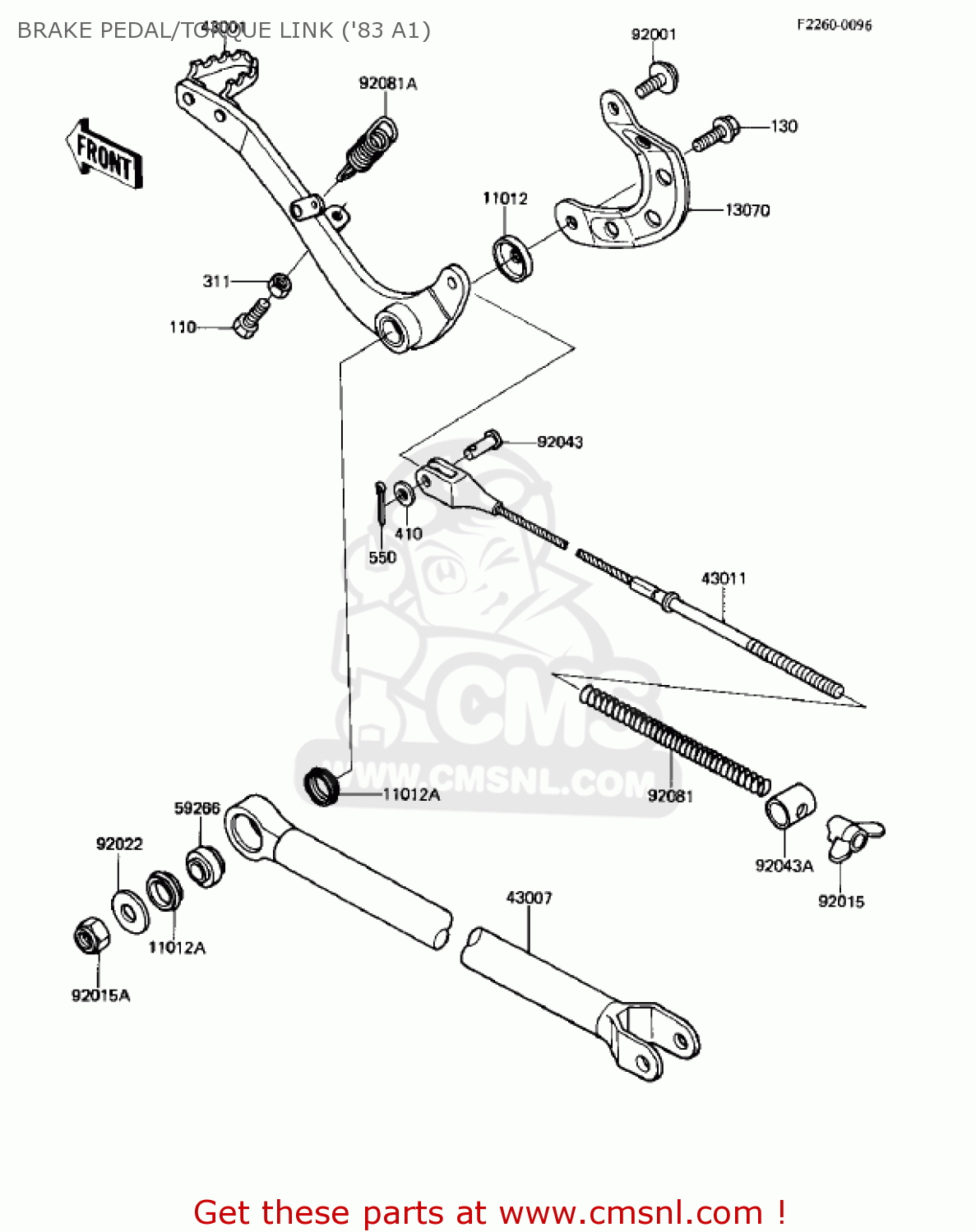 BRAKE PEDAL/TORQUE LINK ('83 A1) KX500-A1 KX500 1983 USA CANADA
