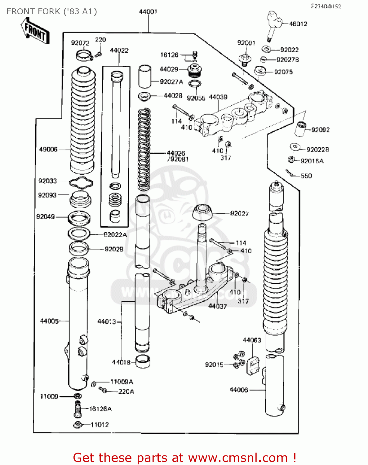 FRONT FORK ('83 A1) KX500-A1 KX500 1983 USA CANADA