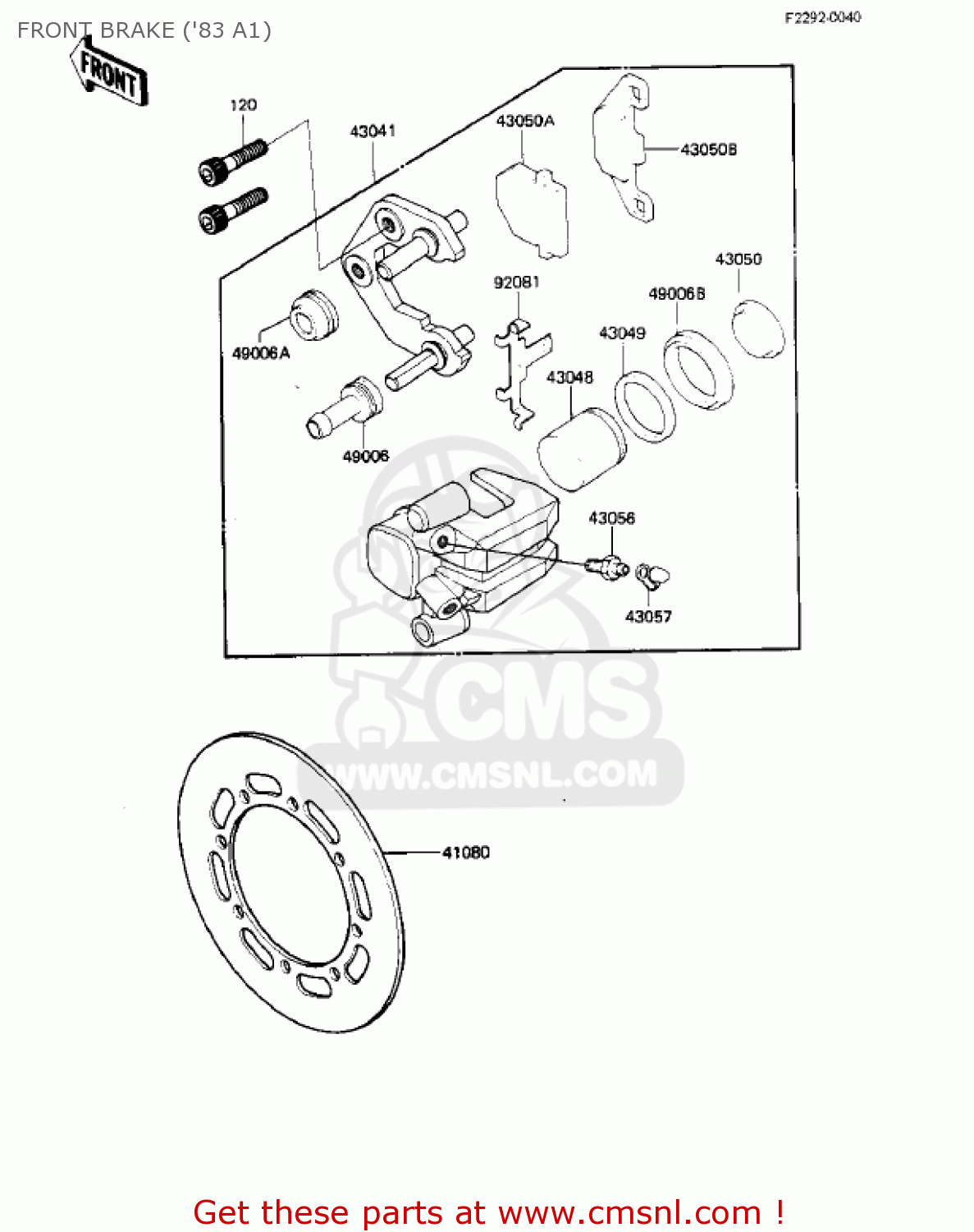 FRONT BRAKE ('83 A1) KX500-A1 KX500 1983 USA CANADA
