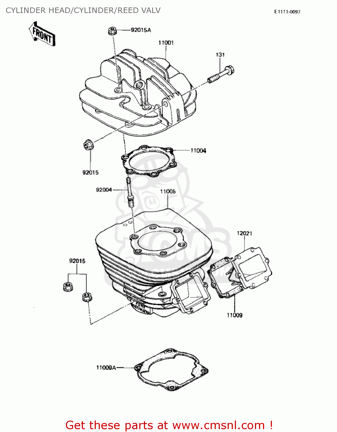 CYLINDER HEAD/CYLINDER/REED VALV KX500-A1 KX500 1983 USA CANADA
