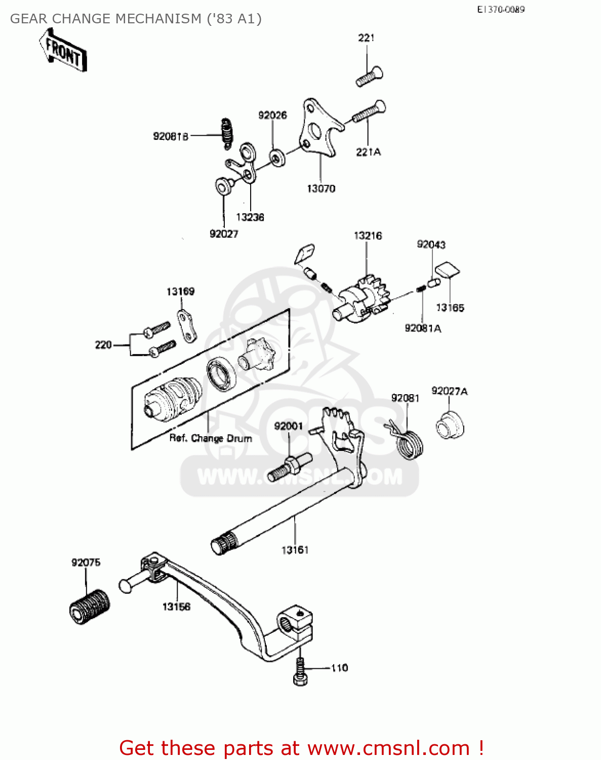 GEAR CHANGE MECHANISM ('83 A1) KX500-A1 KX500 1983 USA CANADA