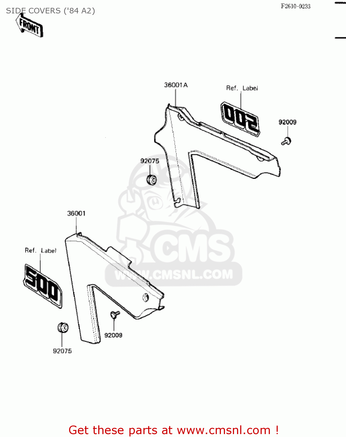 SIDE COVERS ('84 A2) KX500-A1 KX500 1983 USA CANADA