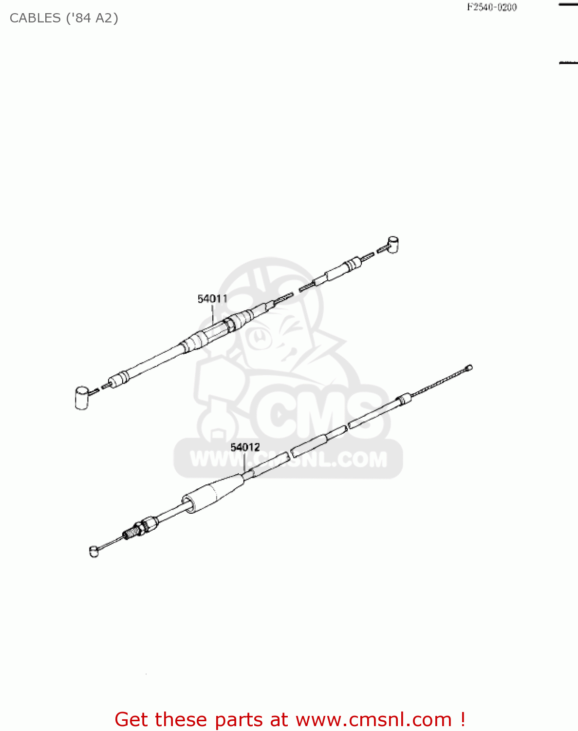 CABLES ('84 A2) KX500-A1 KX500 1983 USA CANADA