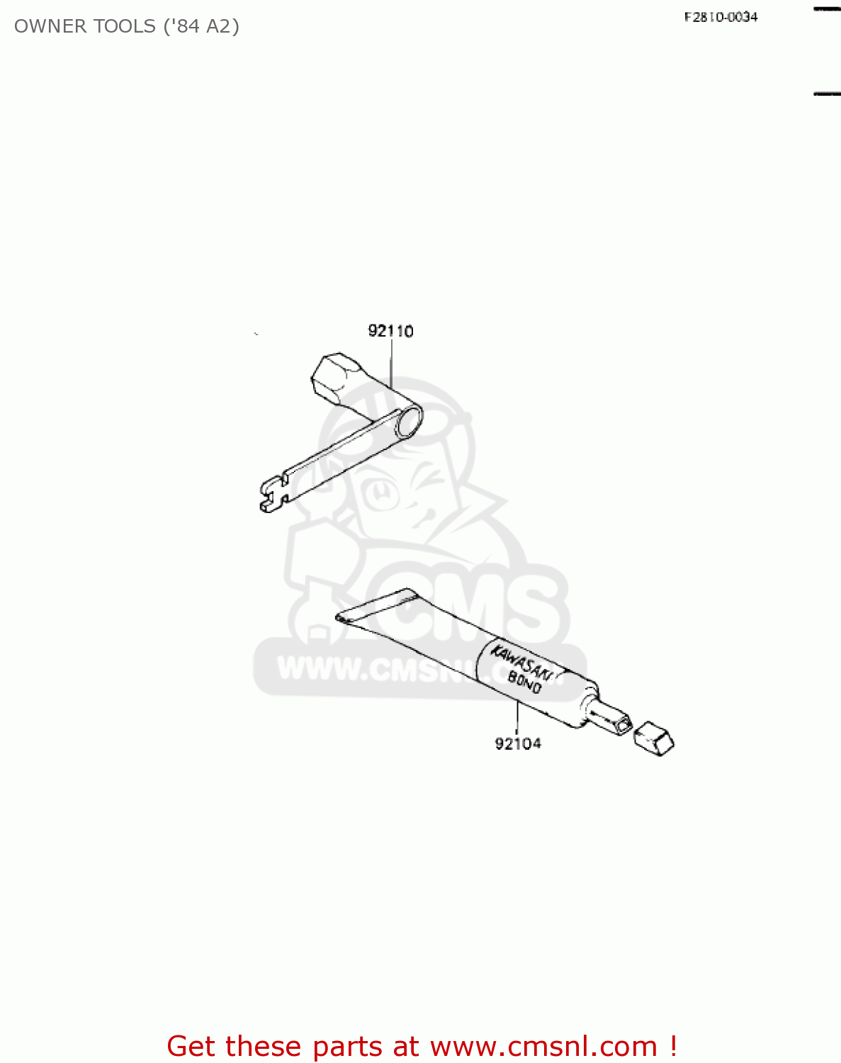 OWNER TOOLS ('84 A2) KX500-A1 KX500 1983 USA CANADA