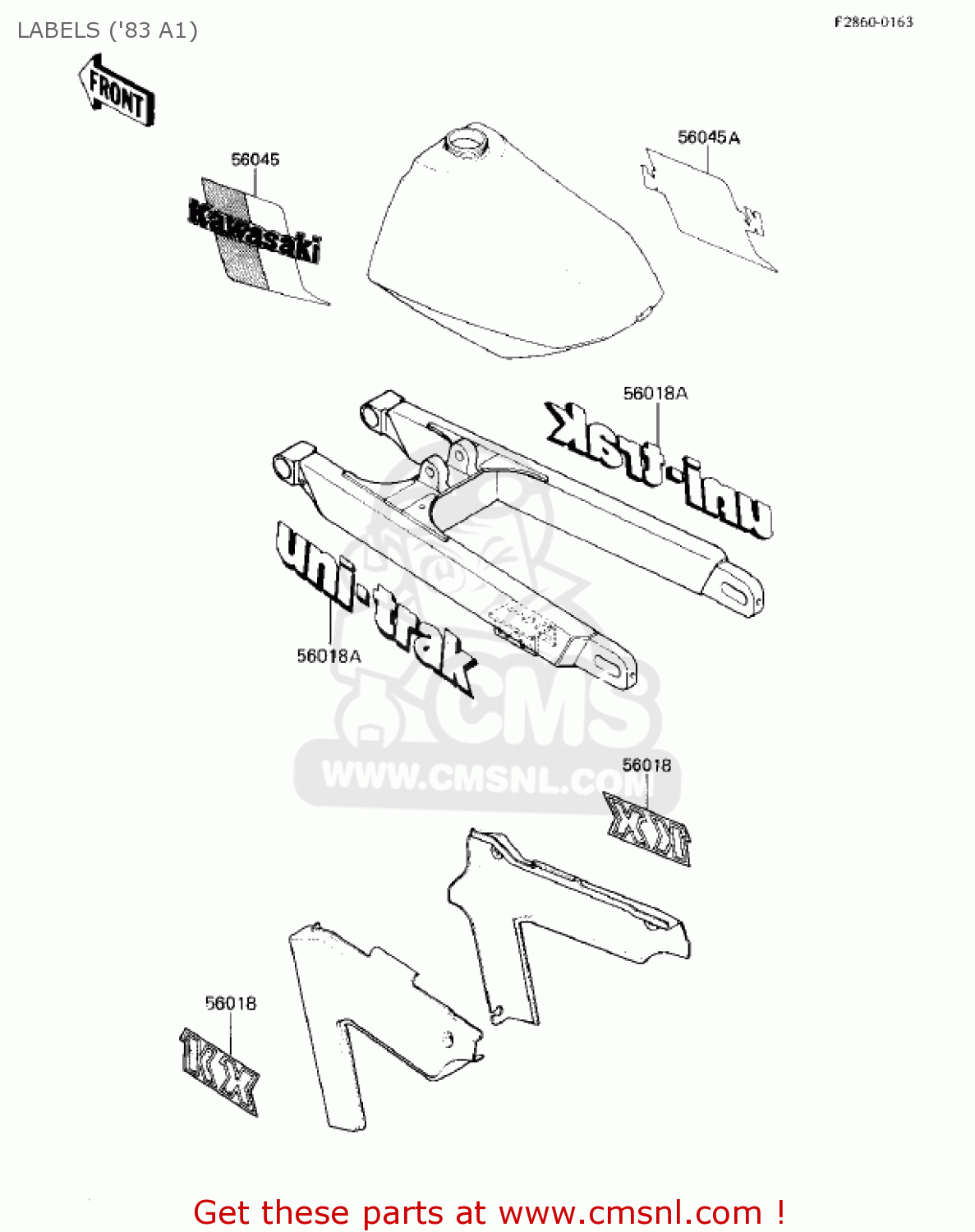 LABELS ('83 A1) KX500-A1 KX500 1983 USA CANADA